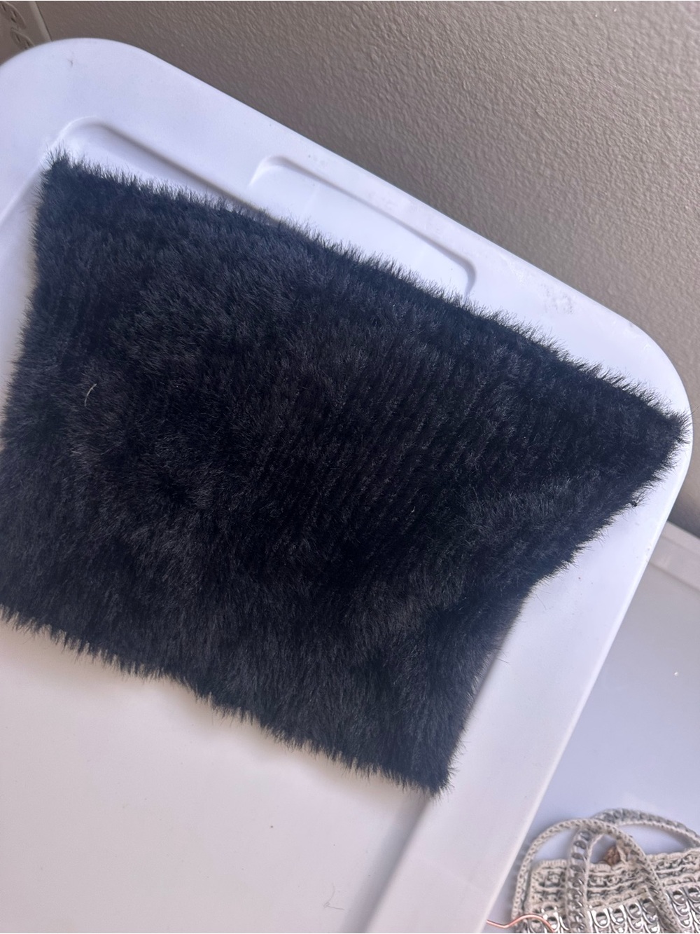 STAUD Faux Fur Black Crop Top